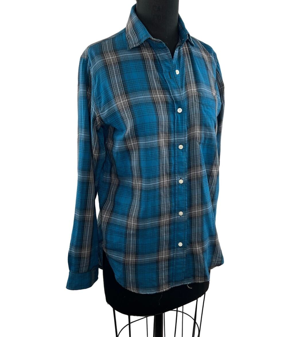 Denim & Supply Ralph Lauren Blue Call Boyfriend Top Plaid Button-Up Size Small S
